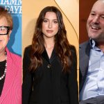 Eve Jobs, Elton John, and Jony Ive standing side by side in elegant suits