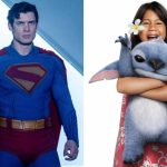 On one side is Superman in his incredible blue suit, and on the other, Lilo happily holding Stitch in her arms.