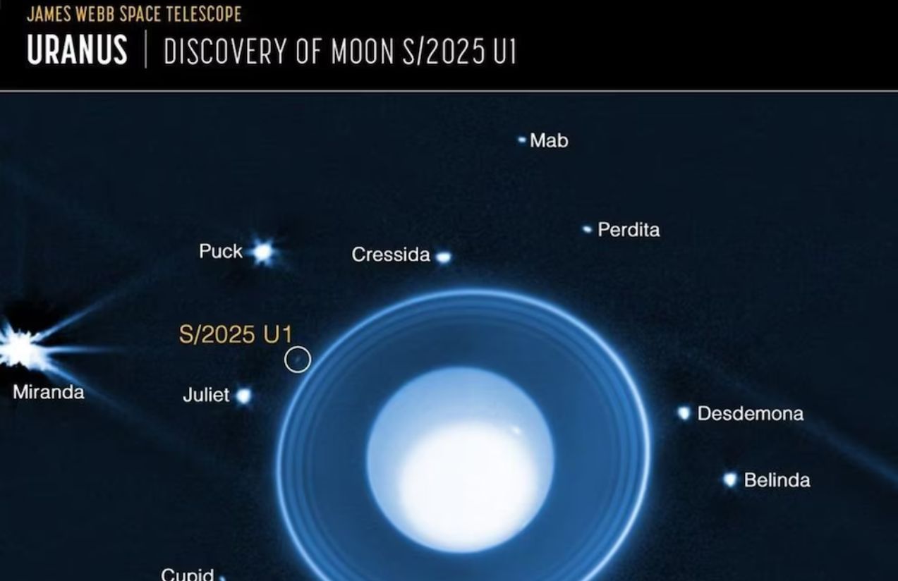 James Webb detects a new moon around Uranus: The smallest satellite yet