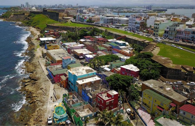 An image of La Perla, Puerto Rico, with many colorful and eye-catching houses