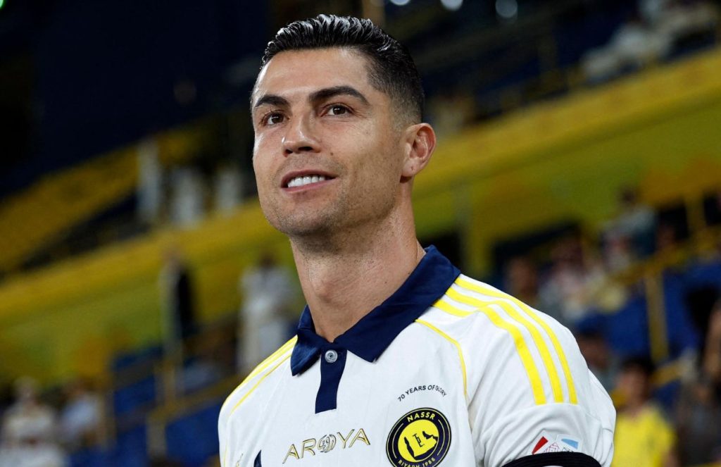 CR7 smiling at the camera as he heads onto the pitch