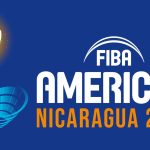 A sign with the logo and the words of the Basketball AmeriCup