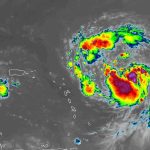 An infrared image of Storm Erin seen from a satellite