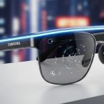 Black glasses with the Samsung logo on one side