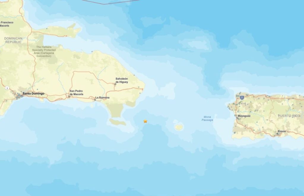 A map showing the location of the earthquake with a small star