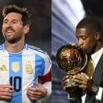 The French player giving a big kiss to the long-awaited trophy, with Messi beside him wearing the Argentina national team jersey