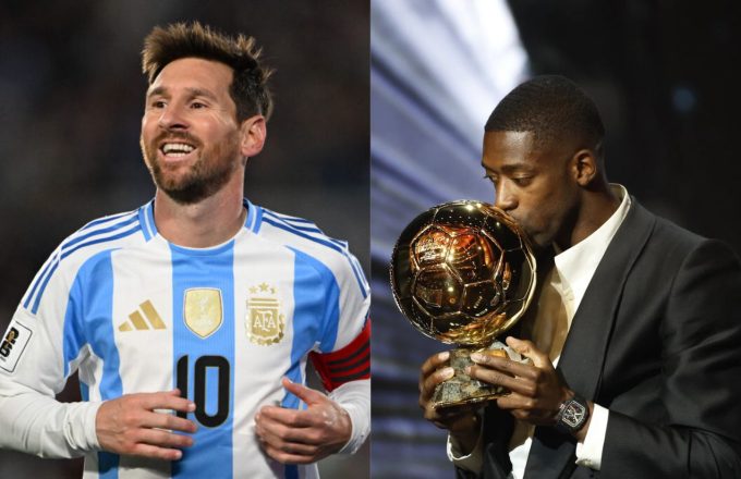 The French player giving a big kiss to the long-awaited trophy, with Messi beside him wearing the Argentina national team jersey