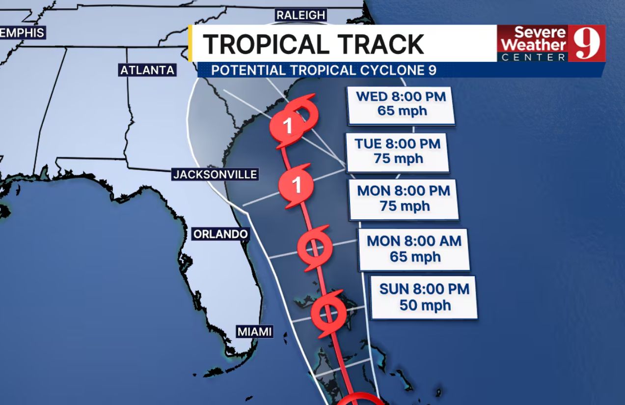 The southeastern United States on alert for imminent tropical storm