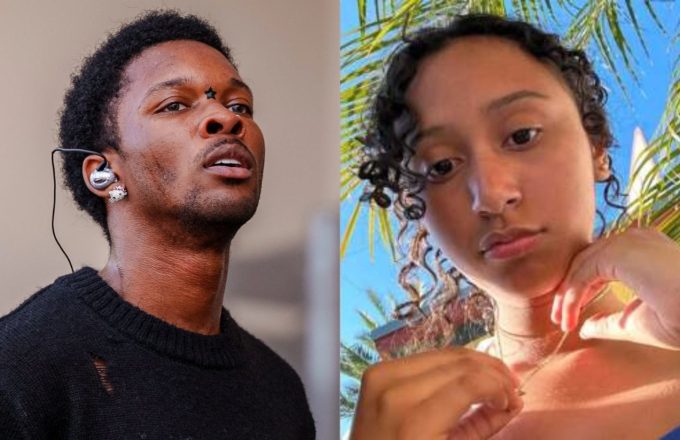 Next to him, the famous singer wearing a dark gray hoodie and looking up at the sky, while beside him young Celeste is taking a selfie on what appears to be a beach