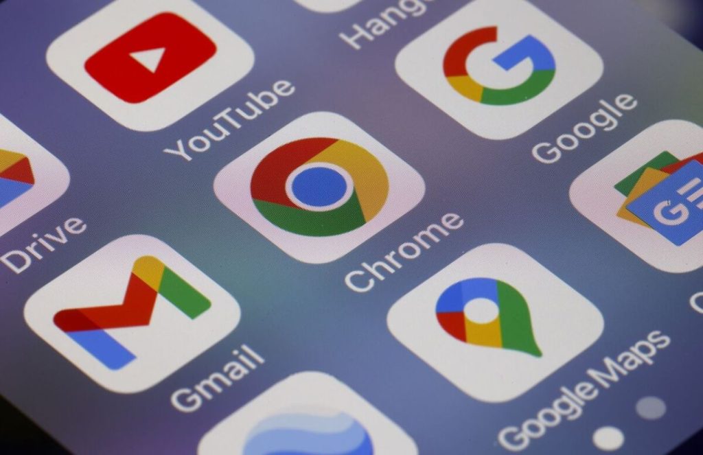 Several apps such as Google Chrome, YouTube, and Gmail displayed on a smartphone screen