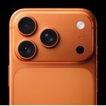 The back of the iPhone 17 Pro featuring its three cameras, entirely in orange