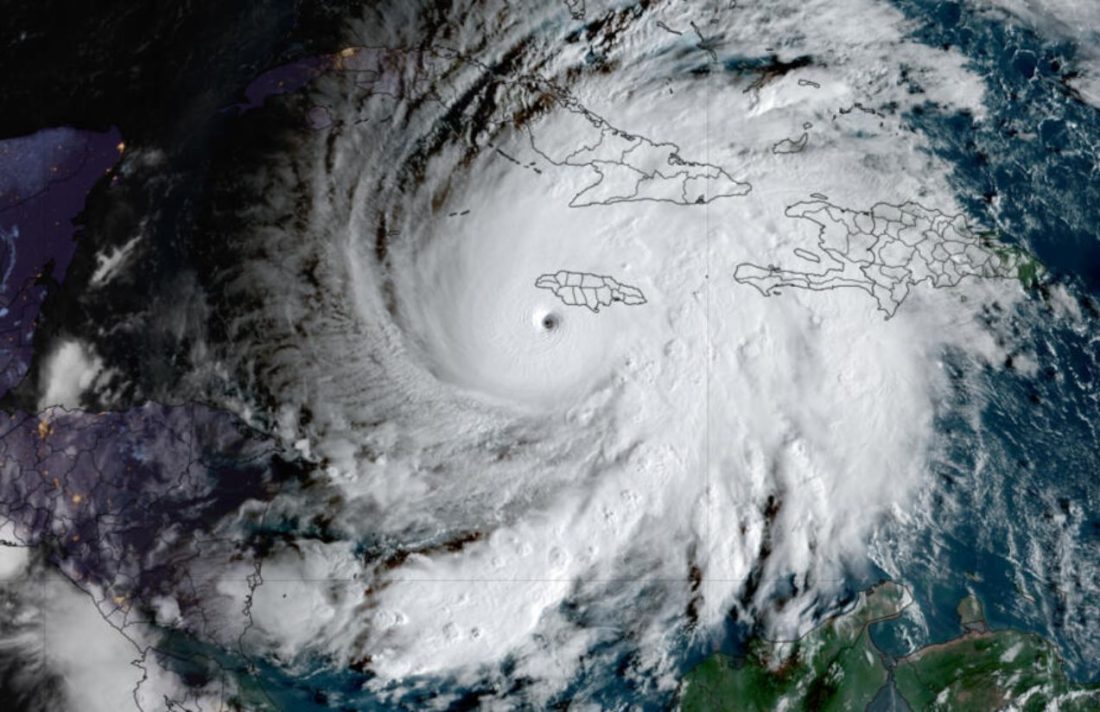 A massive hurricane seen from outer space
