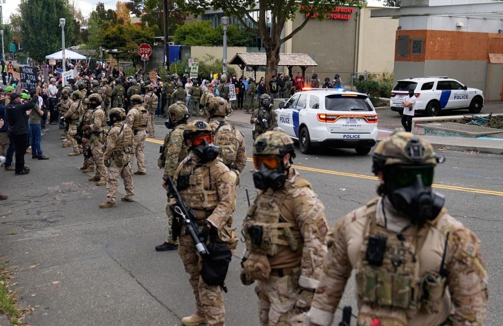 Judge halts troop deployment in Portland ordered by Donald Trump Several soldiers on the streets showing security to the residents