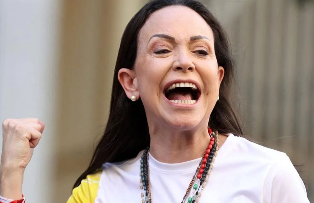 The opposition leader shouting euphorically to the Venezuelan people to lift their spirits