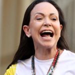 The opposition leader shouting euphorically to the Venezuelan people to lift their spirits