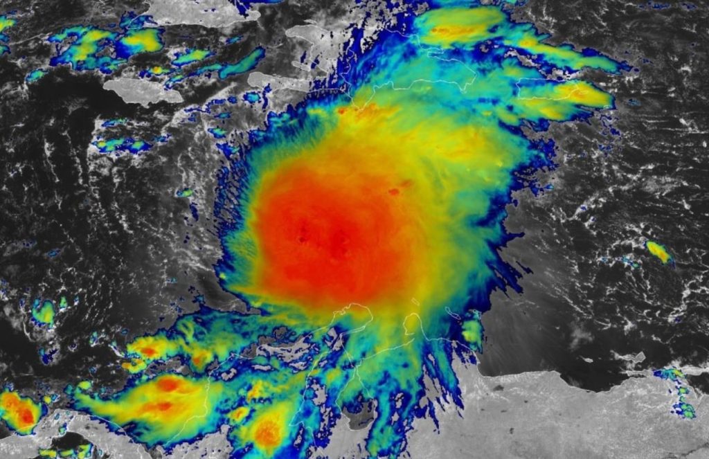 A satellite view of the powerful storm