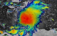 A satellite view of the powerful storm