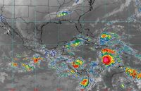 Tropical storm Melissa becomes a serious threat in the Caribbean A satellite and infrared view of the storm moving across the Caribbean Sea