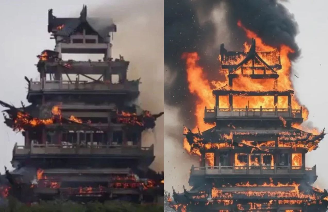 A fierce fire engulfs a 1,500-year-old historic temple in China A fierce fire engulfs a 1,500-year-old historic temple in China