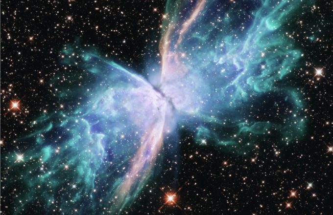 The well-known Butterfly Nebula consists of two massive clouds of cosmic dust colliding, creating a stunning shape that resembles the delicate wings of a butterfly