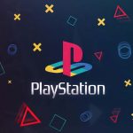 The PlayStation logo with a very colorful and eye-catching background