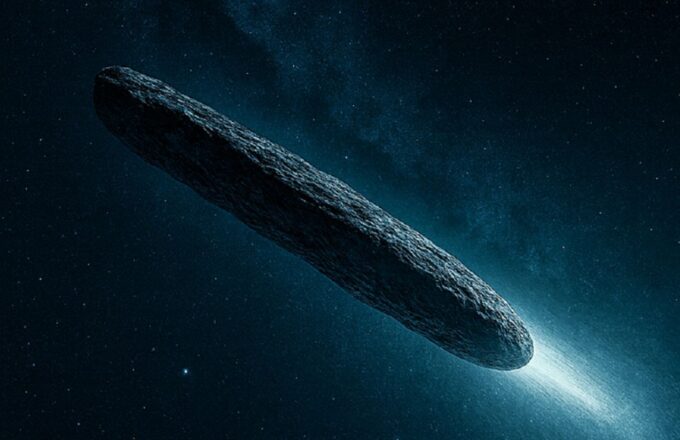 A large asteroid floating in the middle of the universe