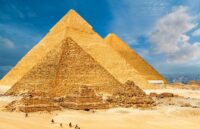 A panoramic view of the pyramids of Egypt