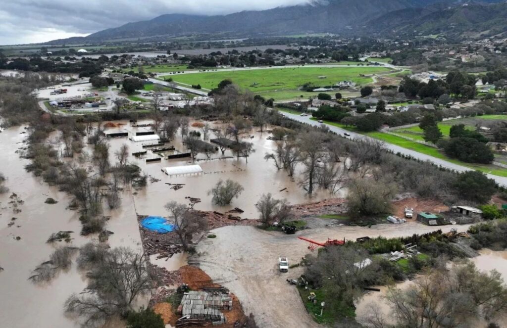 A part of Southern California seen from above, showing the causes of the heavy rainfall