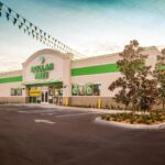 A Dollar Tree store with its characteristic white and green colors