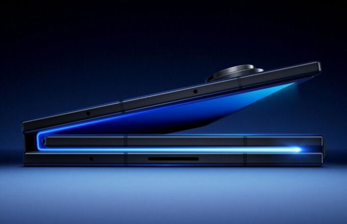 The new Samsung phone with the screen half open