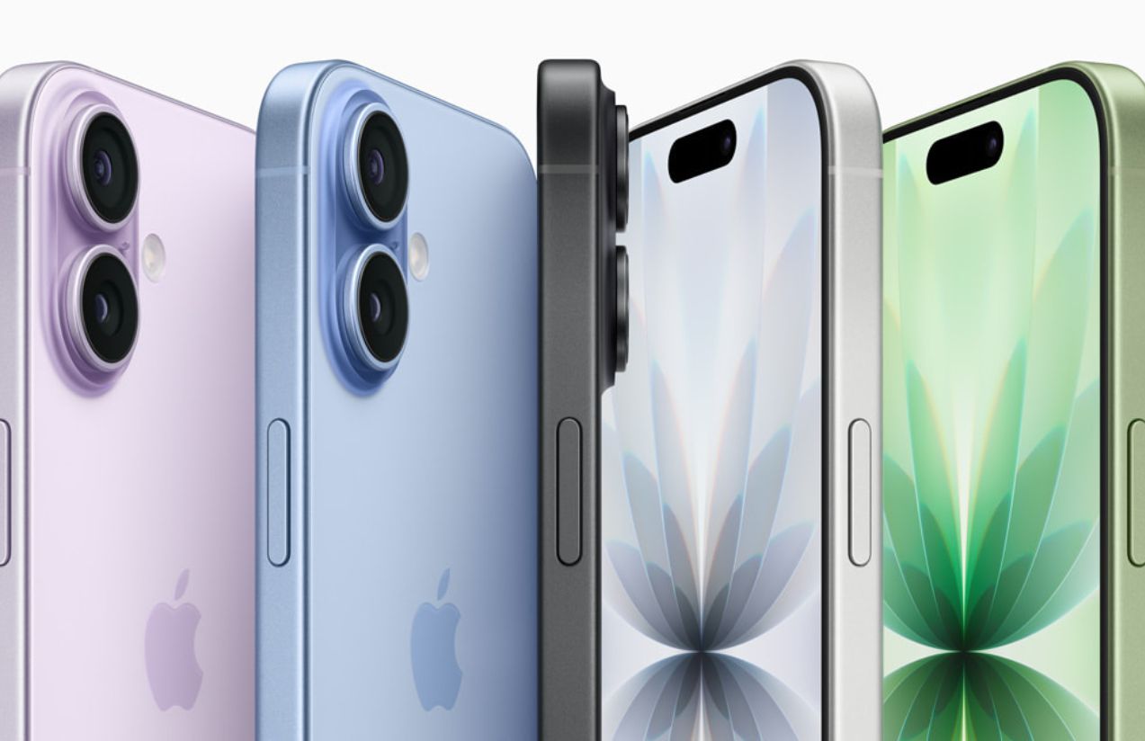 Several types of iPhones in different colors displayed for all customers