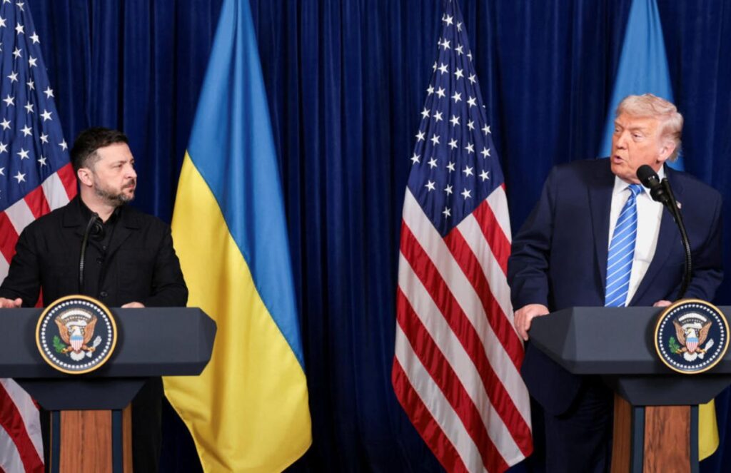 Trump and Zelensky: A key meeting to move closer to peace in Ukraine Trump and the president of Ukraine on two stages giving speeches about the future of the war and a peace agreement