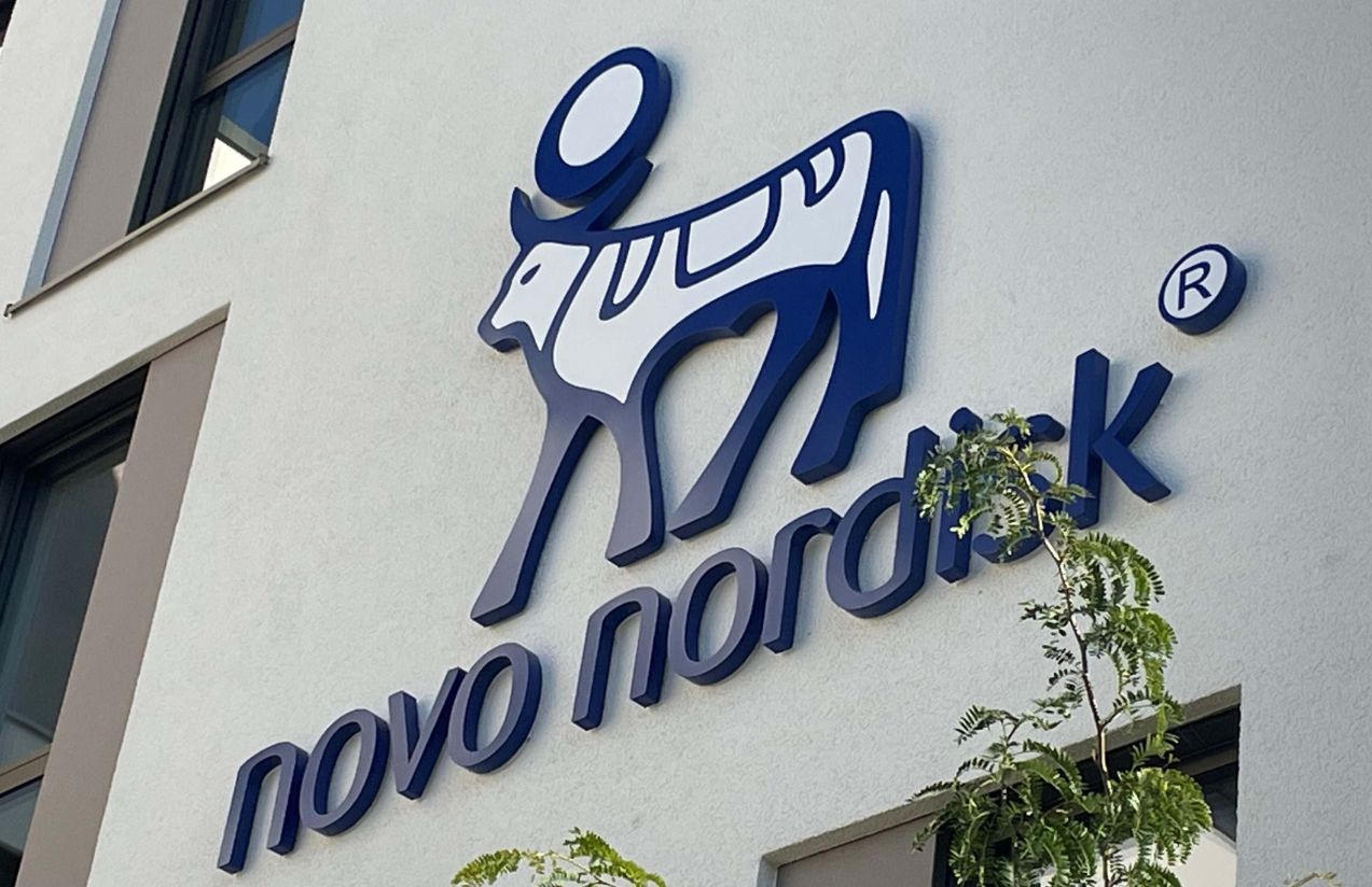 One of the pharmaceutical company’s offices with its name and logo displayed on one of its walls