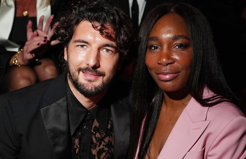 Venus Williams makes her marriage to Andrea Preti official after a romantic wedding in Italy The legendary tennis player posing with her partner for a photo, wearing a beautiful purple dress