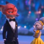 The main characters of Zootopia 2 wearing elegant outfits