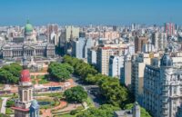 A panoramic image of the city of Buenos Aires, showing its houses, buildings, and beautiful parks