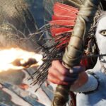 The villain of the third Avatar movie holding a bow with a flaming arrow, about to fire it