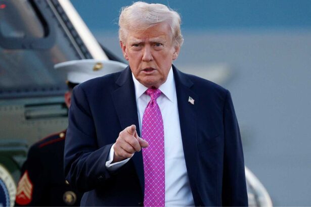 Donald Trump pointing with his finger and wearing an unfriendly expression