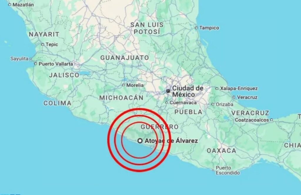Strong 6.5-magnitude earthquake shakes Guerrero, Mexico: damage and aftershocks reported The map of Mexico highlighting the state of Guerrero with several red circles marking where the earthquake occurred