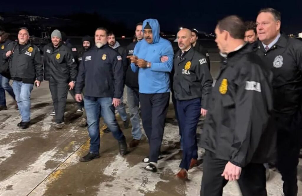 The New York Times calls the capture of Nicolás Maduro by the United States “Illegal and Reckless” Maduro handcuffed while being escorted by numerous U.S. agents