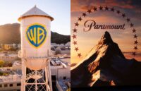 On one side, the well-known Warner logo, and on the other, the Paramount logo with its mountain and all its stars