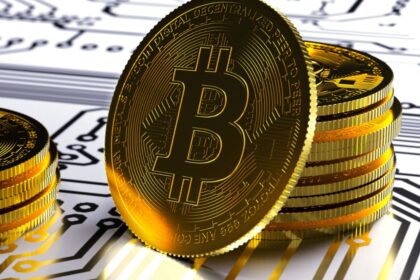 A physical Bitcoin coin with its well-known logo printed on it