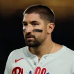 Castellanos wearing his gray Phillies uniform during a game