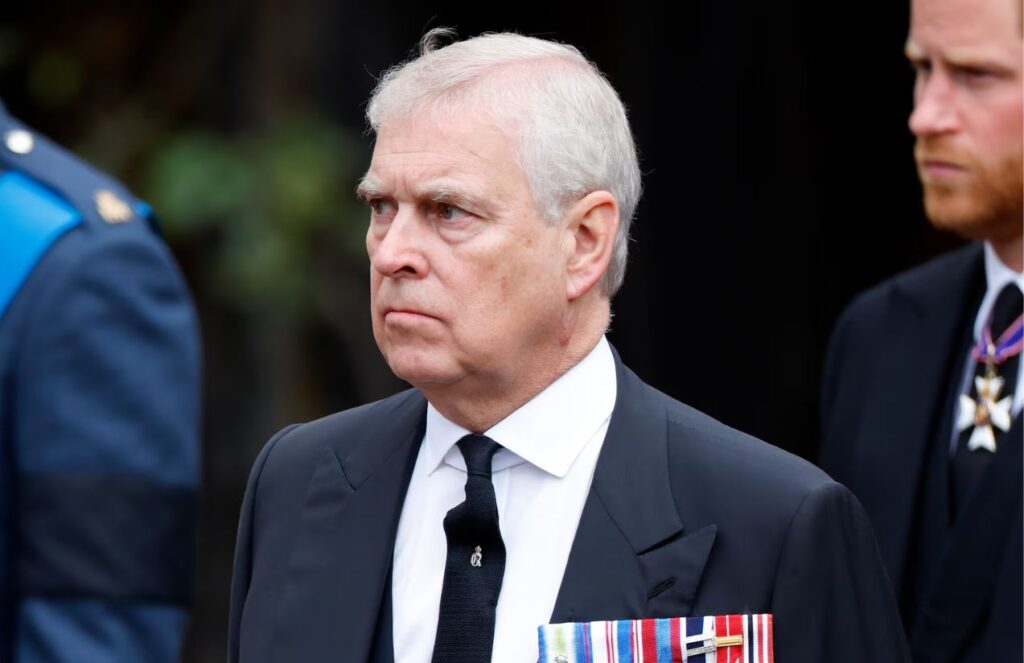 Scandal in the United Kingdom: British police detain former Prince Andrew Prince Andrew with a very serious expression, wearing an impressive elegant suit adorned with several of his medals