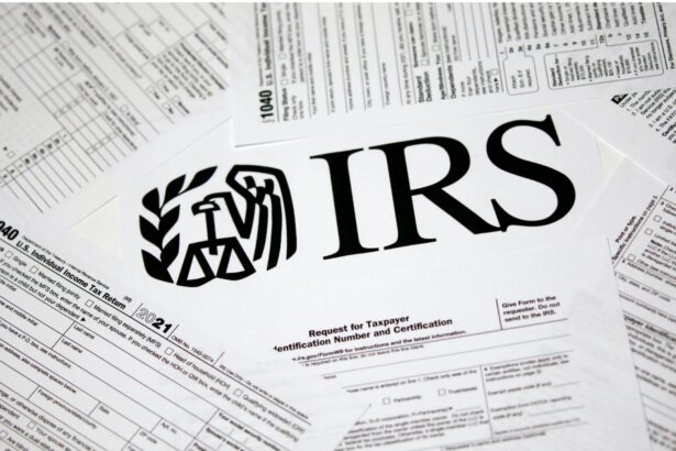 An image of several documents with the United States IRS logo placed on top