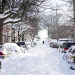 An East Coast city in the United States blanketed by snow after a powerful storm