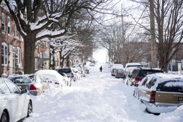 An East Coast city in the United States blanketed by snow after a powerful storm