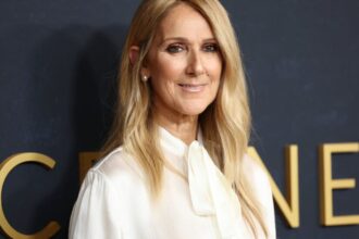 Celine Dion posing on a red carpet before one of her concerts