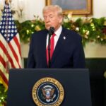 The President of the United States giving a speech in his presidential office.