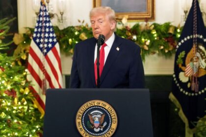 The President of the United States giving a speech in his presidential office.